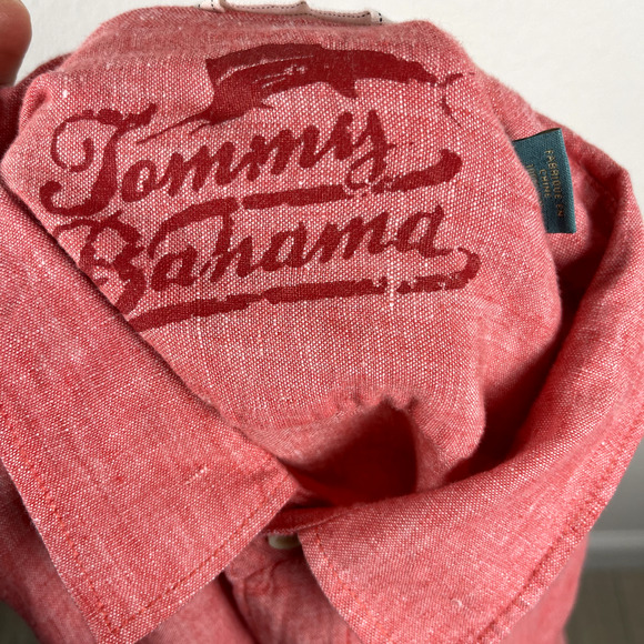 Tommy Bahama Linen Shirt Mens XL Pink Red Relaxed Button Up Hawaiian Tropical - Picture 12 of 13